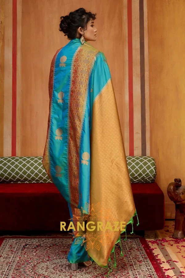 Turquoise_Banarasi_Saree_For_Women