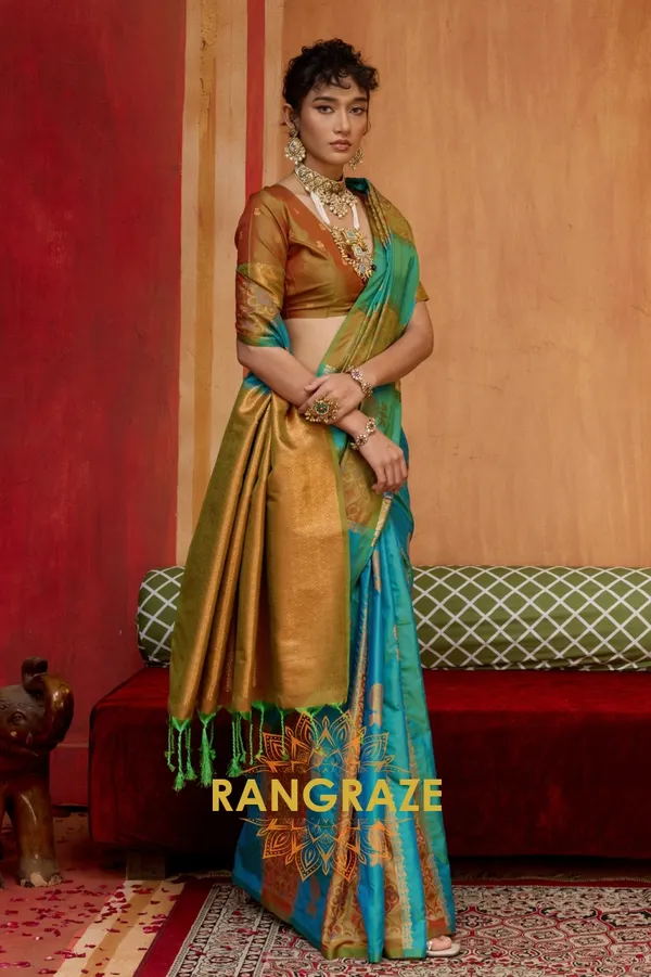 Turquoise_Banarasi_Saree_For_Women