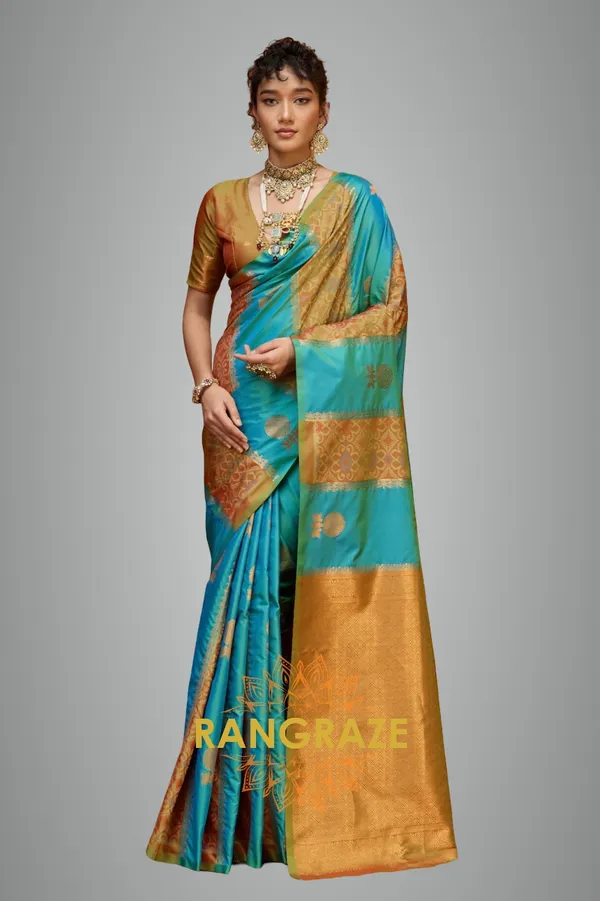 Turquoise_Banarasi_Saree_For_Women