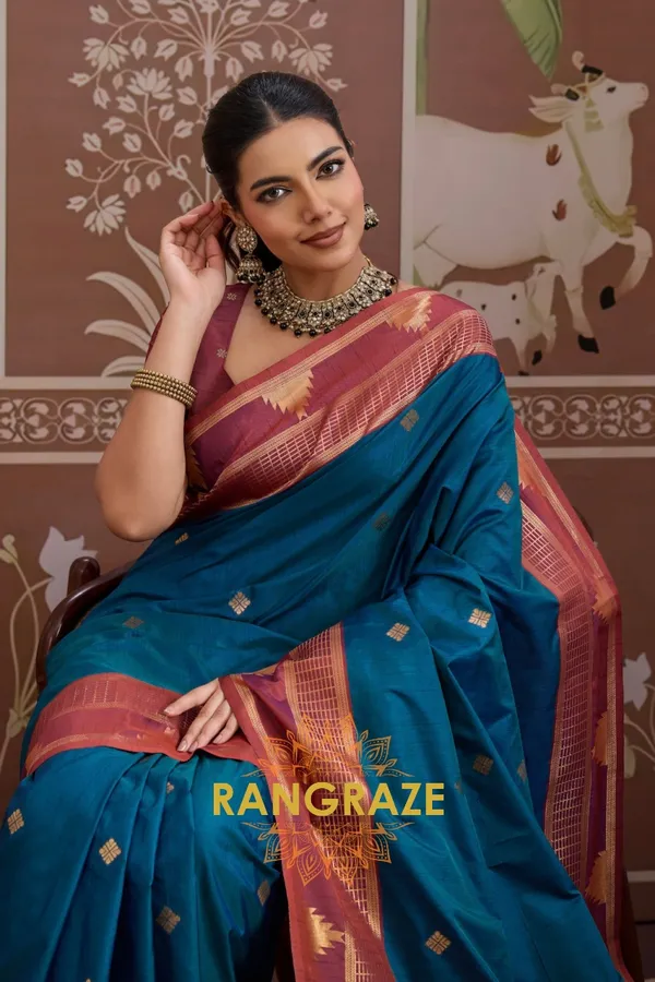 Turquoise_Kanjivaram_Silk_Saree_For_Women