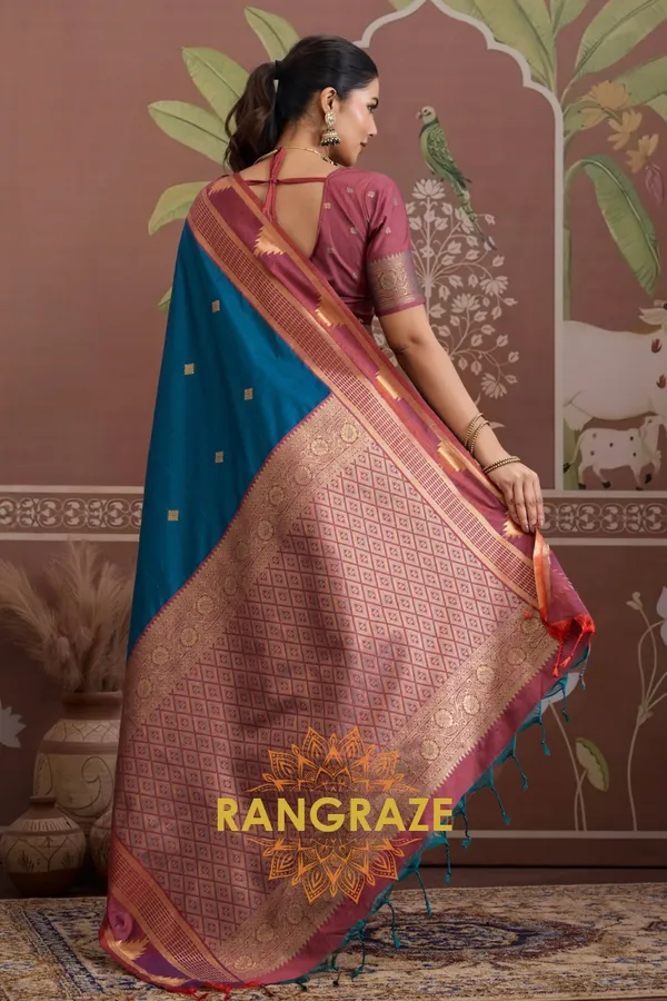 Turquoise_Kanjivaram_Silk_Saree_For_Women