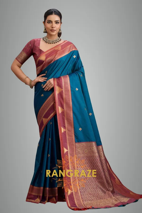 Turquoise_Kanjivaram_Silk_Saree_For_Women