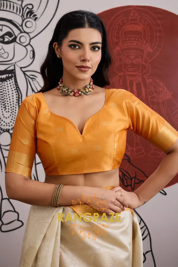 Ivory_Golden_Silk_Saree_For_Women