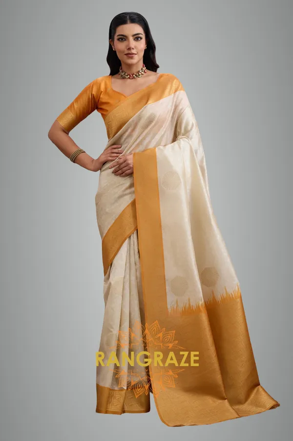 Ivory_Golden_Silk_Saree_For_Women