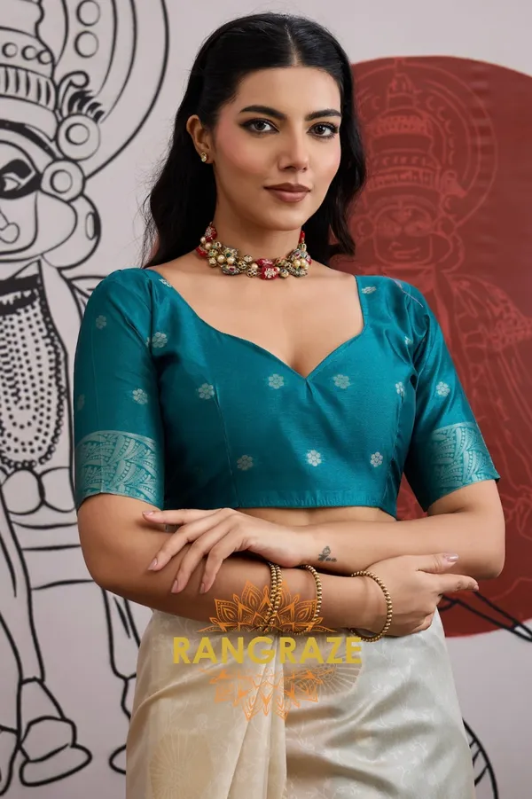 Ivory_Teal_Silk_Saree_For_Women