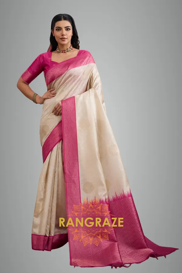 Ivory_Magenta_Silk_Saree_For_Women