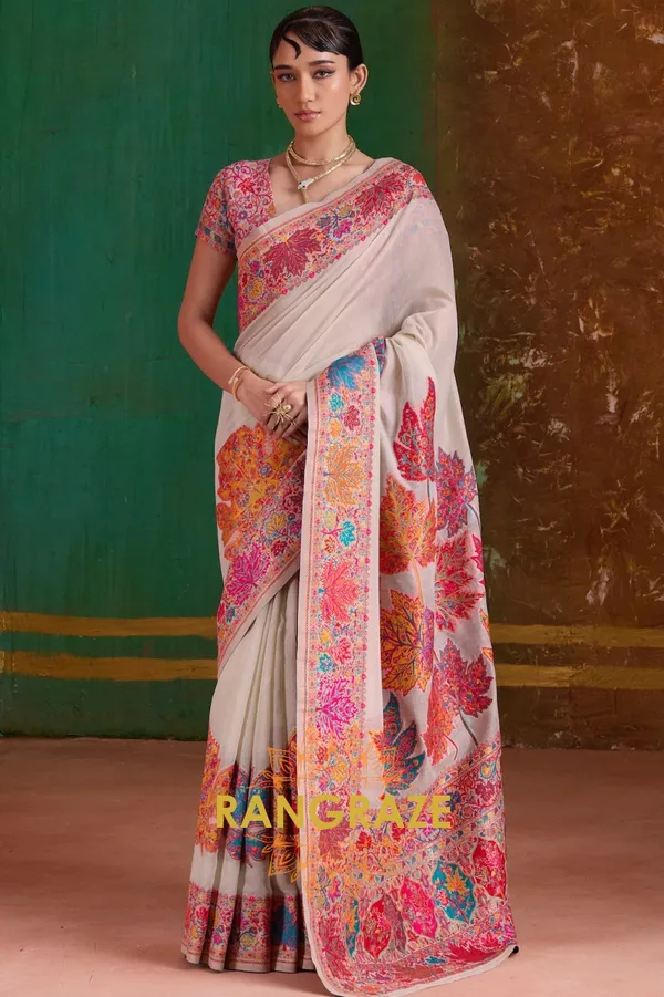 Ivory_Modal_Cotton_Saree_For_Women