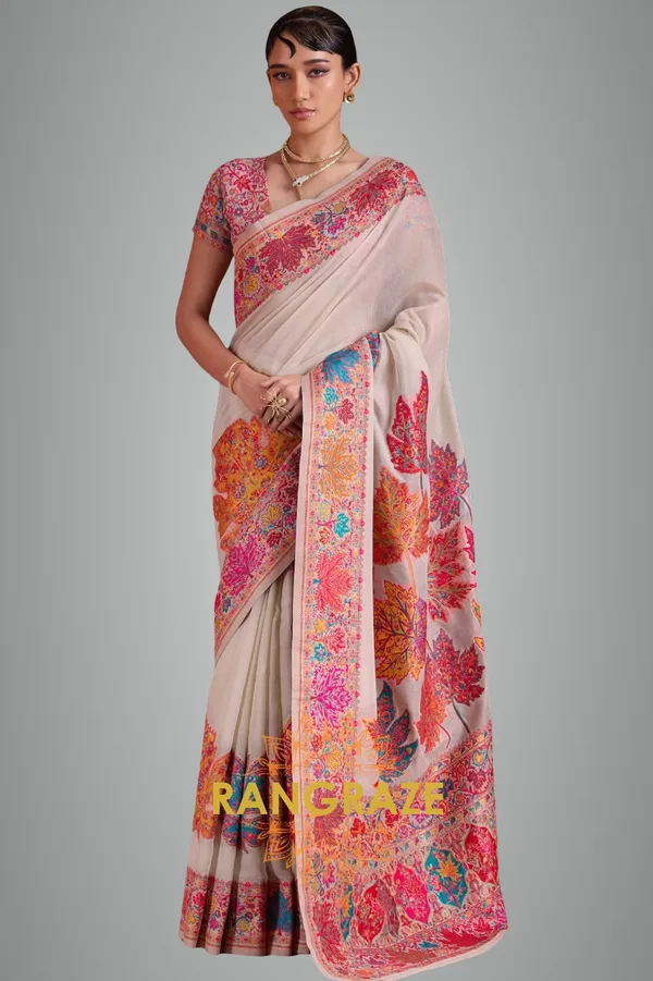 Ivory_Modal_Cotton_Saree_For_Women