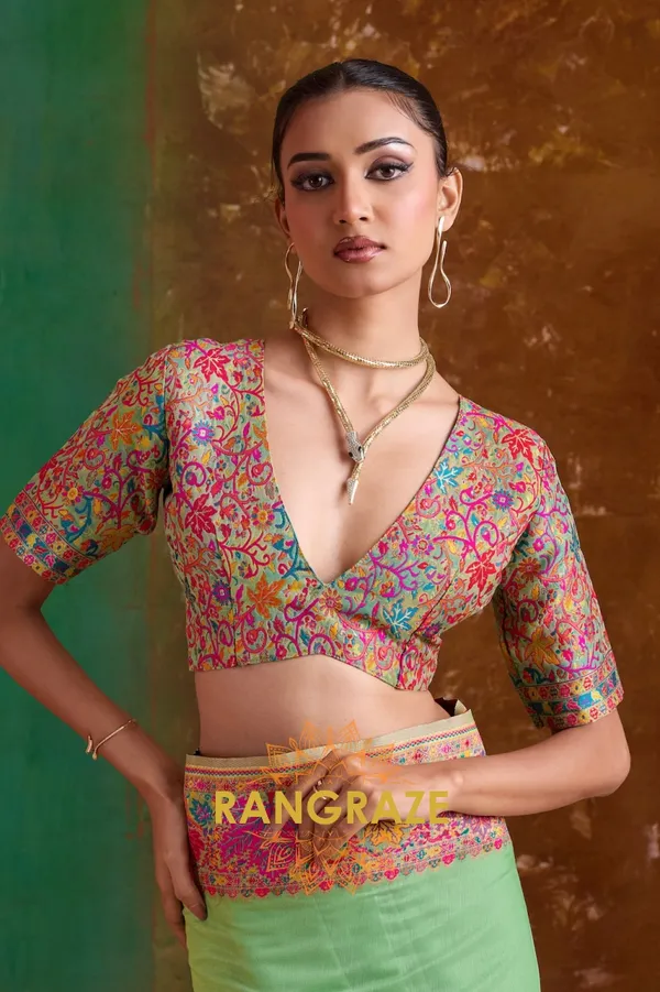 Parrot_Green_Cotton_Saree_For_Women