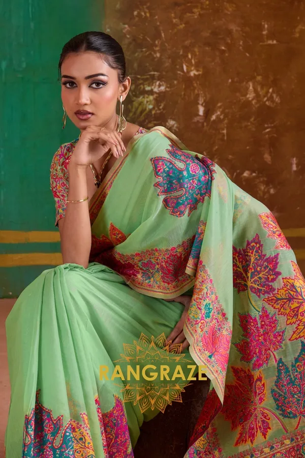 Parrot_Green_Cotton_Saree_For_Women