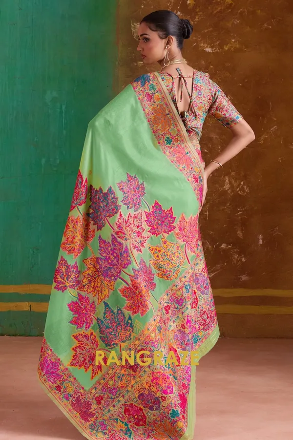 Parrot_Green_Cotton_Saree_For_Women