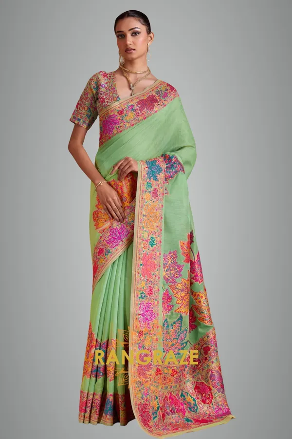 Parrot_Green_Cotton_Saree_For_Women