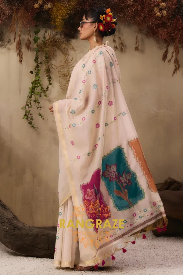 IVORY_GOLDEN_MUNGA_COTTON_HANDLOOM_WEAVING_BANARASI_SAREE