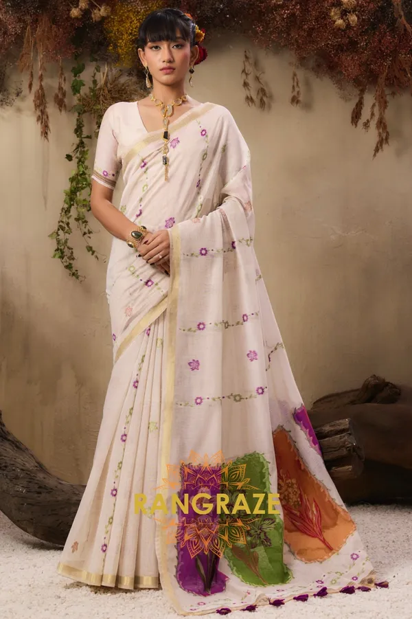 IVORY_ROYAL_MUNGA_COTTON_HANDLOOM_WEAVING_BANARASI_SAREE