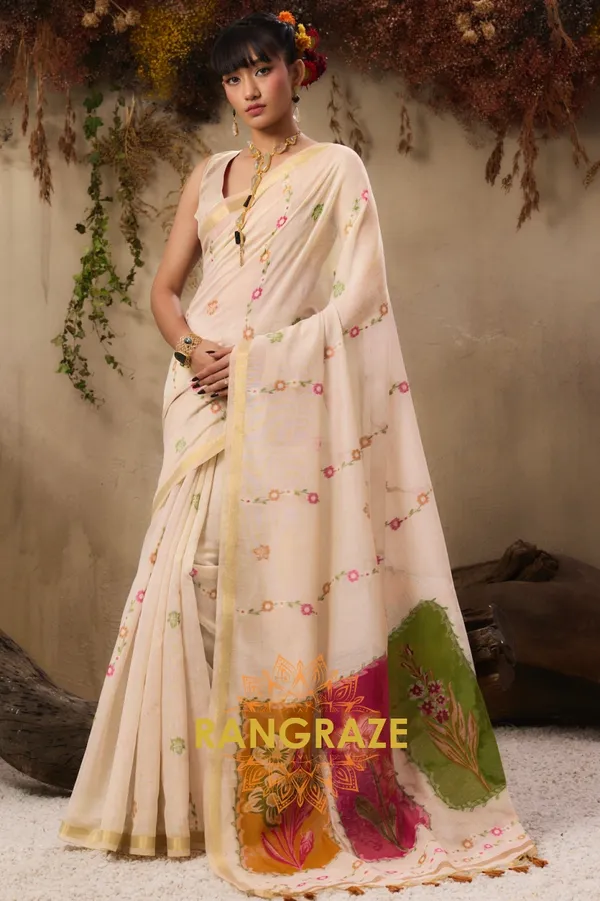 IVORY_ROYAL_MUNGA_COTTON_HANDLOOM_WEAVING_BANARASI_SAREE