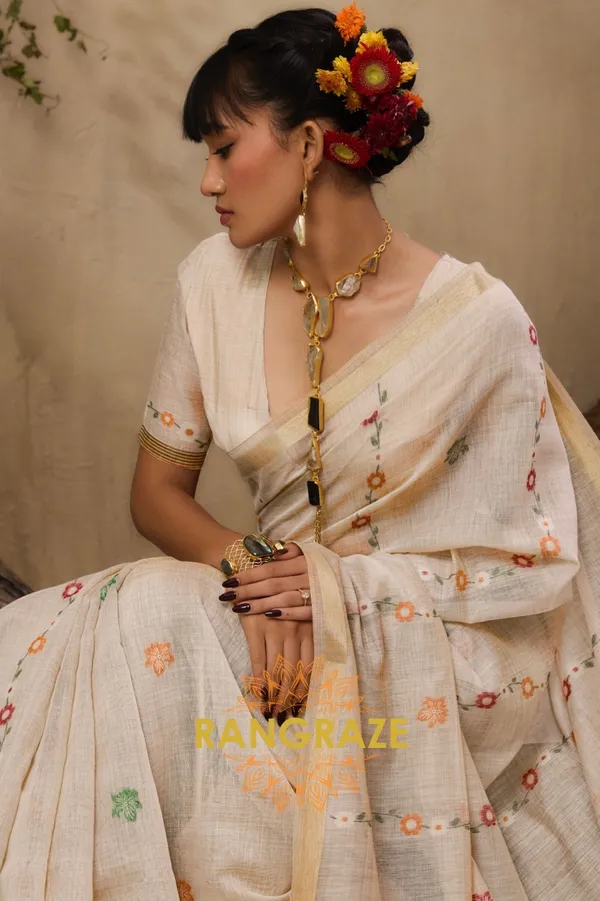 IMPERIAL_IVORY_MUNGA_COTTON_HANDLOOM_WEAVING_BANARASI_SAREE