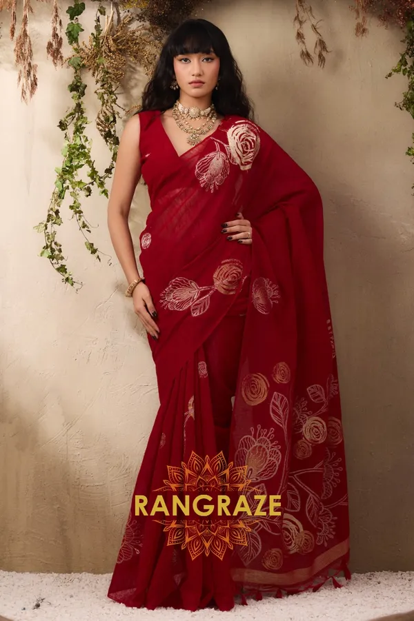 DARK_RED_PURE_MANGA_SILK_HANDLOOM_WEAVING_BANARASI_SAREE