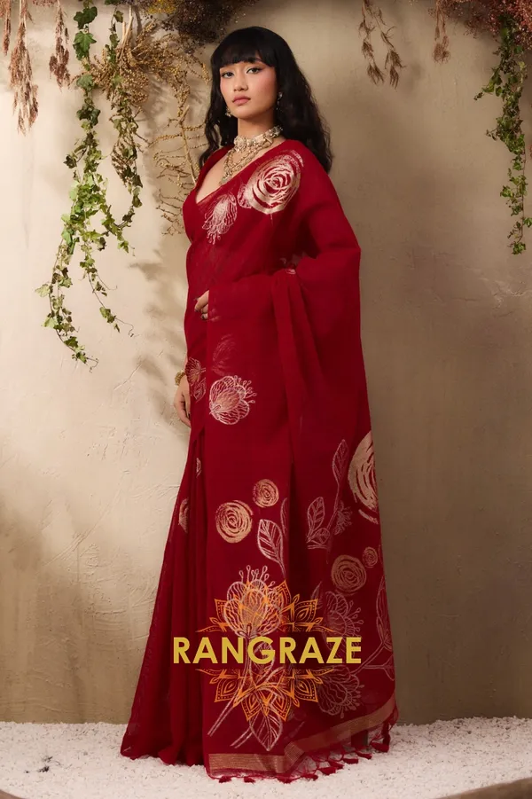 DARK_RED_PURE_MANGA_SILK_HANDLOOM_WEAVING_BANARASI_SAREE