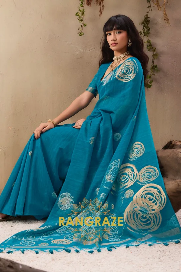 TURQUOISE_PURE_MANGA_SILK_HANDLOOM_WEAVING_BANARASI_SAREE