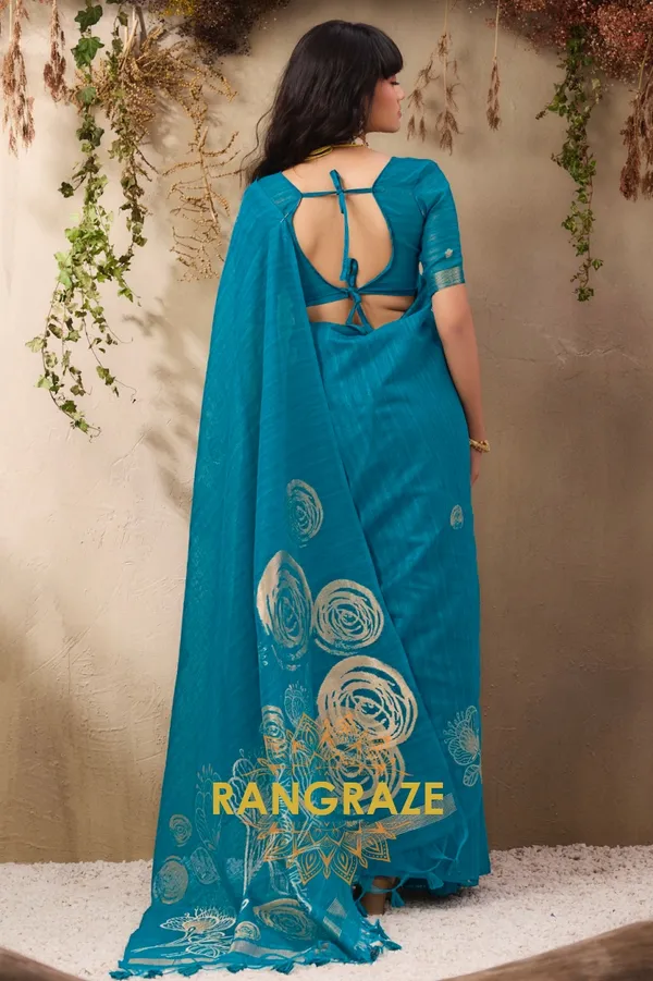 TURQUOISE_PURE_MANGA_SILK_HANDLOOM_WEAVING_BANARASI_SAREE