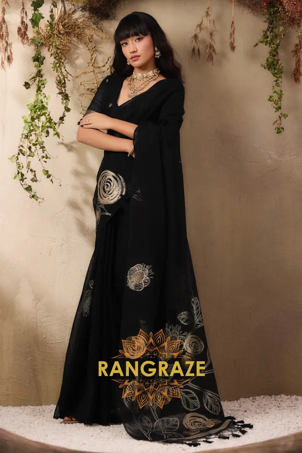 MIDNIGHT_BLACK_PURE_MANGA_SILK_HANDLOOM_WEAVING_BANARASI_SAREE