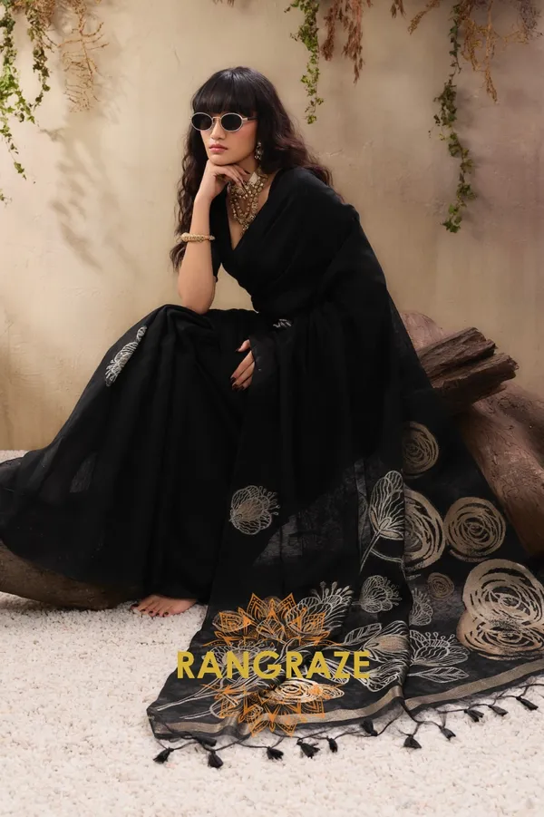 MIDNIGHT_BLACK_PURE_MANGA_SILK_HANDLOOM_WEAVING_BANARASI_SAREE