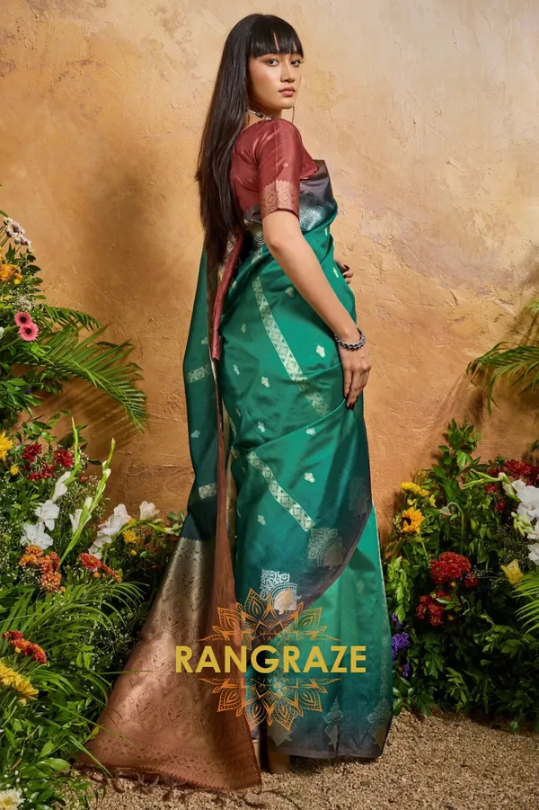 Teal_Green_Banarasi_Saree_For_Women