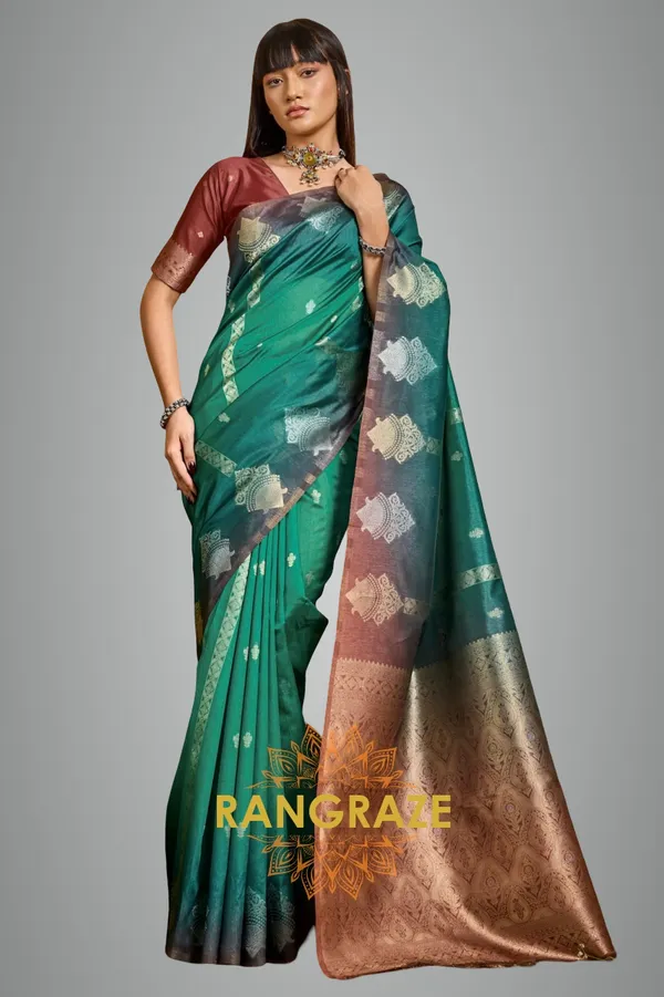 Teal_Green_Banarasi_Saree_For_Women