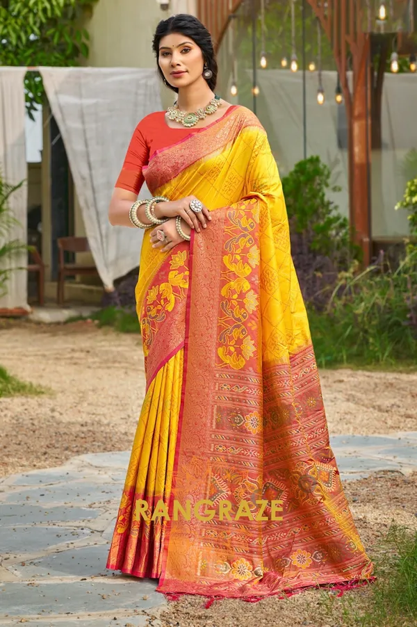 Golden_Yellow_Banarasi_Silk_Saree_For_Women