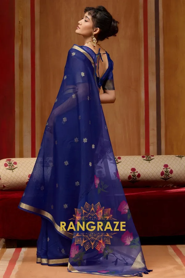 Navy_Blue_Banarasi_Saree_For_Women