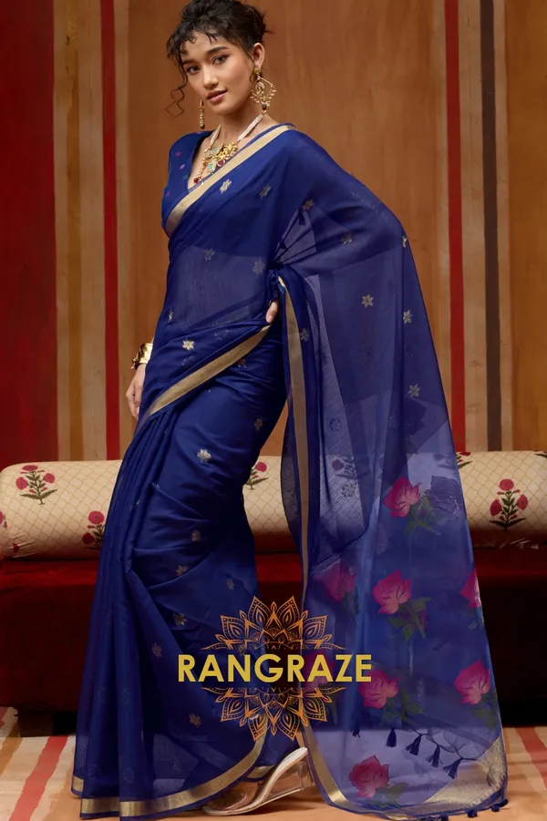 Navy_Blue_Banarasi_Saree_For_Women