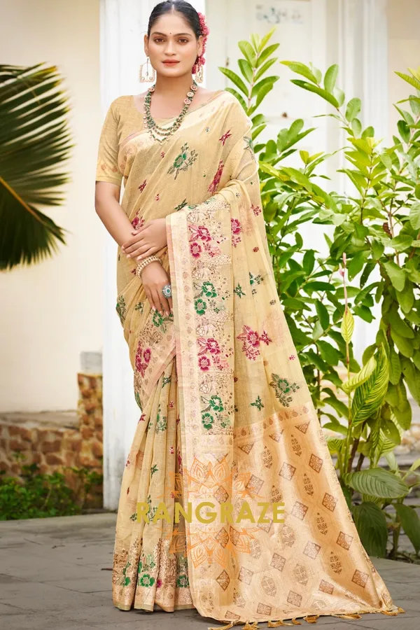 Ivory_Gold_Silk_Banarasi_Saree_For_Women