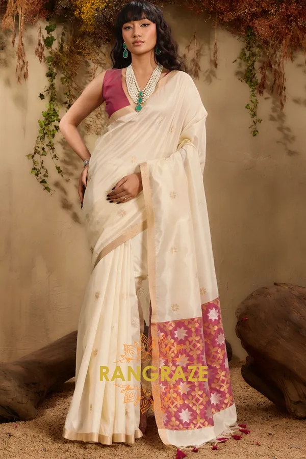 IVORY_TUSSAR_SILK_HANDLOOM_PATOLA_SAREE