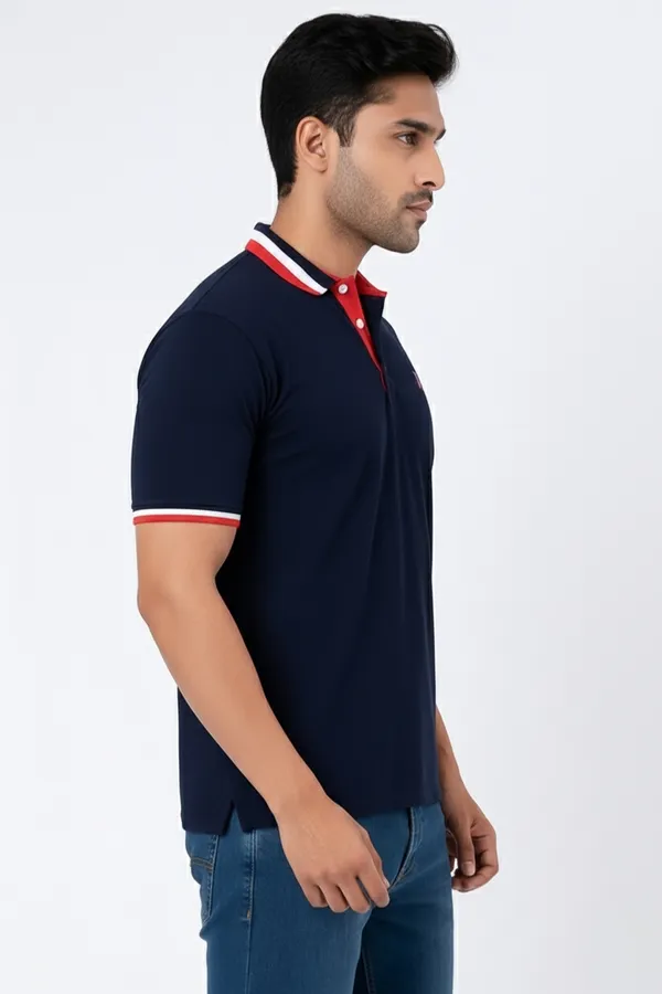 Navy_Blue_Half_Sleeve_Pure_Cotton_Fabric_Polo_T-Shirt_|_For_Men