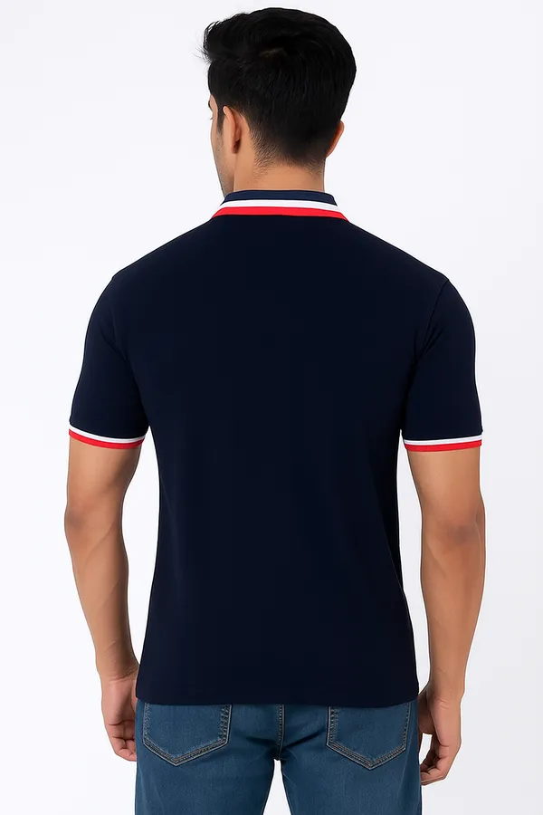 Navy_Blue_Half_Sleeve_Pure_Cotton_Fabric_Polo_T-Shirt_|_For_Men