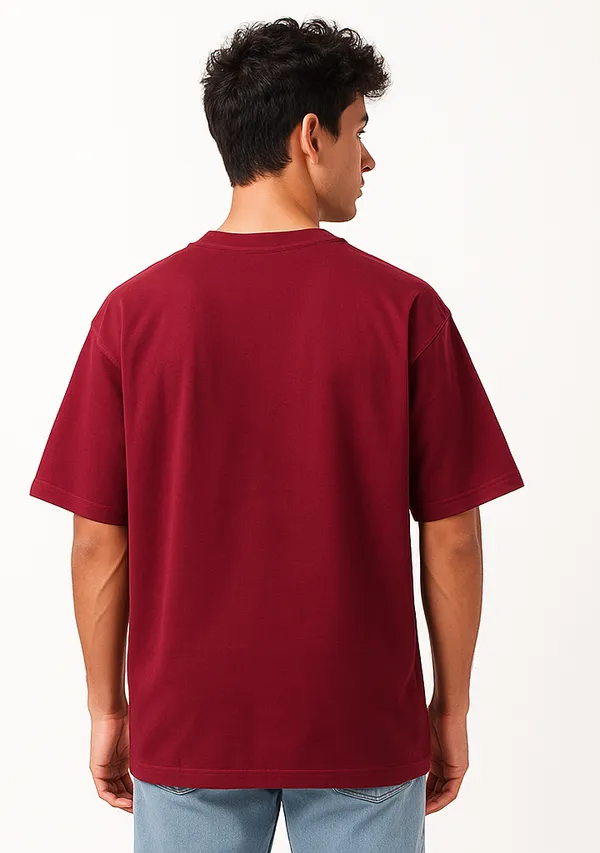 Solid_Polo_Neck_Pure_Cotton_Wine_Colour_T-Shirt_For_Men