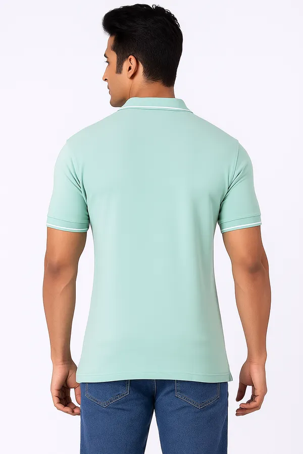 Aqua_Green_Half_Sleeve_Poly_Cotton_Fabric_Polo_T-Shirt_|_For_Men