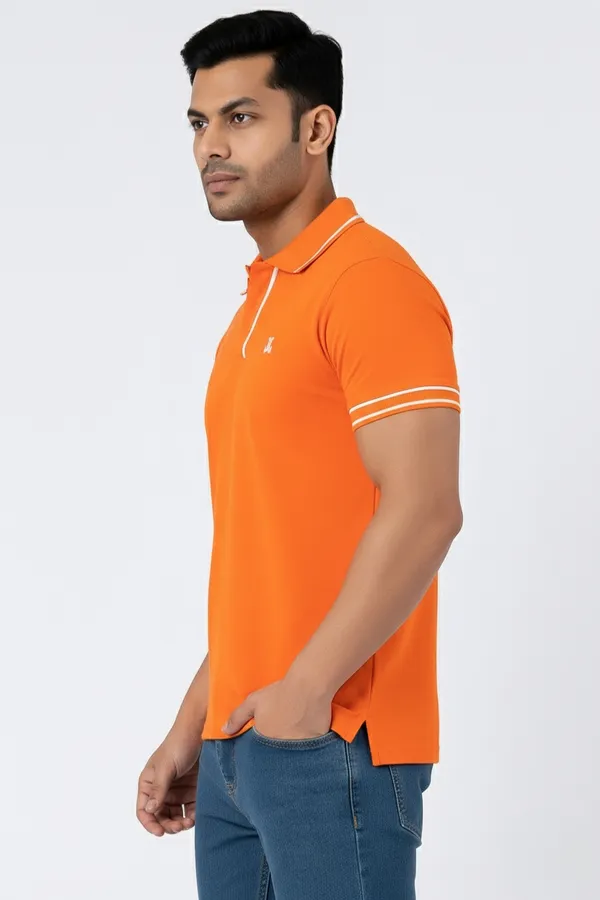 Orange_Half_Sleeve_Pure_Cotton_Fabric_Polo_T-Shirt_|_For_Men