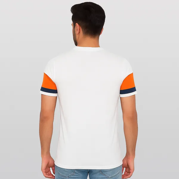White,_Orange_Navy_Blue_Striped_Trendy_Round_Neck_T-Shirt