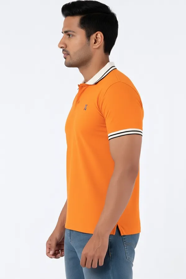Orange_Half_Sleeve_Pure_Cotton_Fabric_Polo_T-Shirt_|_For_Men