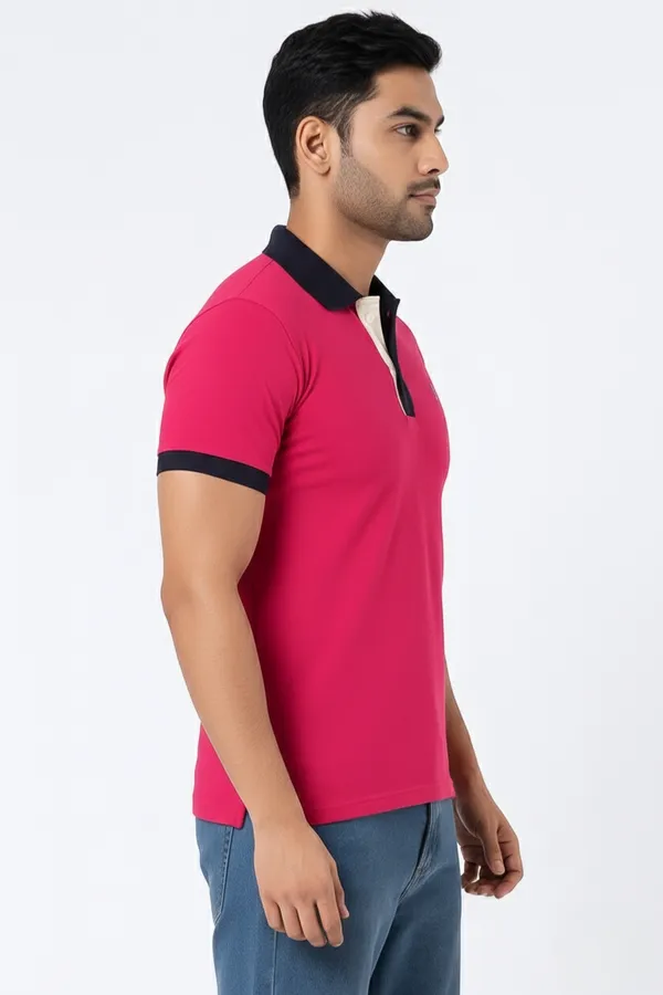 Dark_Pink_Half_Sleeve_Pure_Cotton_Fabric_Polo_T-Shirt_|_For_Men