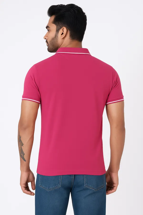 Pink_Half_Sleeve_Poly_Cotton_Fabric_Polo_T-Shirt_|_For_Men