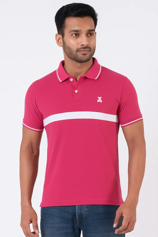 Pink_Half_Sleeve_Poly_Cotton_Fabric_Polo_T-Shirt_|_For_Men