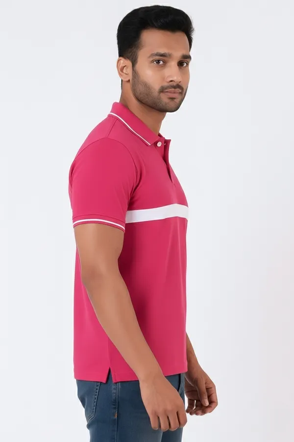 Pink_Half_Sleeve_Poly_Cotton_Fabric_Polo_T-Shirt_|_For_Men