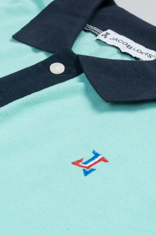 Aqua_Green_Half_Sleeve_Pure_Cotton_Fabric_Polo_T-Shirt_|_For_Men