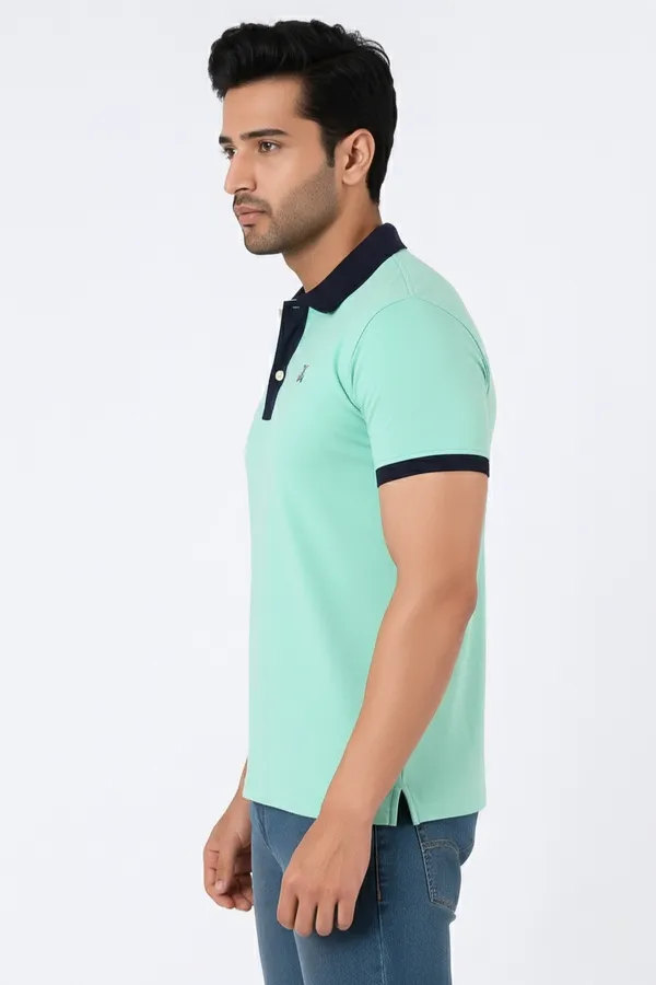 Aqua_Green_Half_Sleeve_Pure_Cotton_Fabric_Polo_T-Shirt_|_For_Men