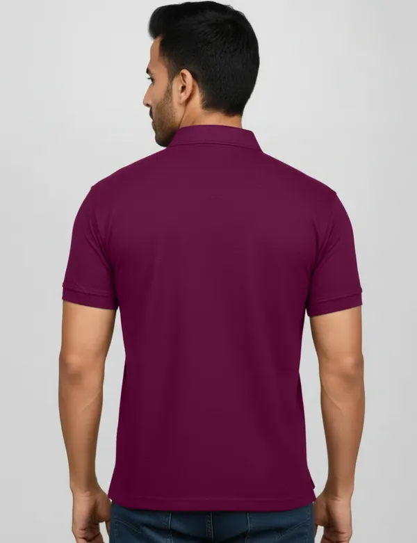 Solid_Polo_Neck_Pure_Cotton_Wine_Colour_T-Shirt_For_Men