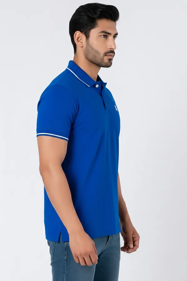 Blue_Half_Sleeve_Poly_Cotton_Fabric_Polo_T-Shirt_|_For_Men