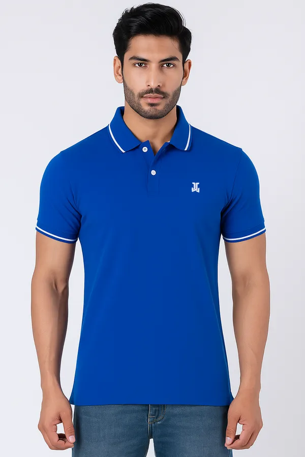 Blue_Half_Sleeve_Poly_Cotton_Fabric_Polo_T-Shirt_|_For_Men