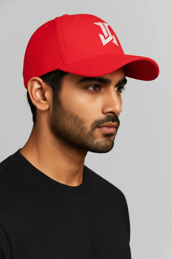 Red_Stylish_Baseball_Cap_Made_From_Premium_Polyester_With_Adjustable_Metal_Buckle_For_Unisex
